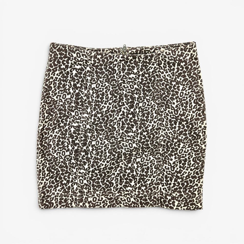 Free People Modern Femme Mini Skirt Leopard Print - Size 4